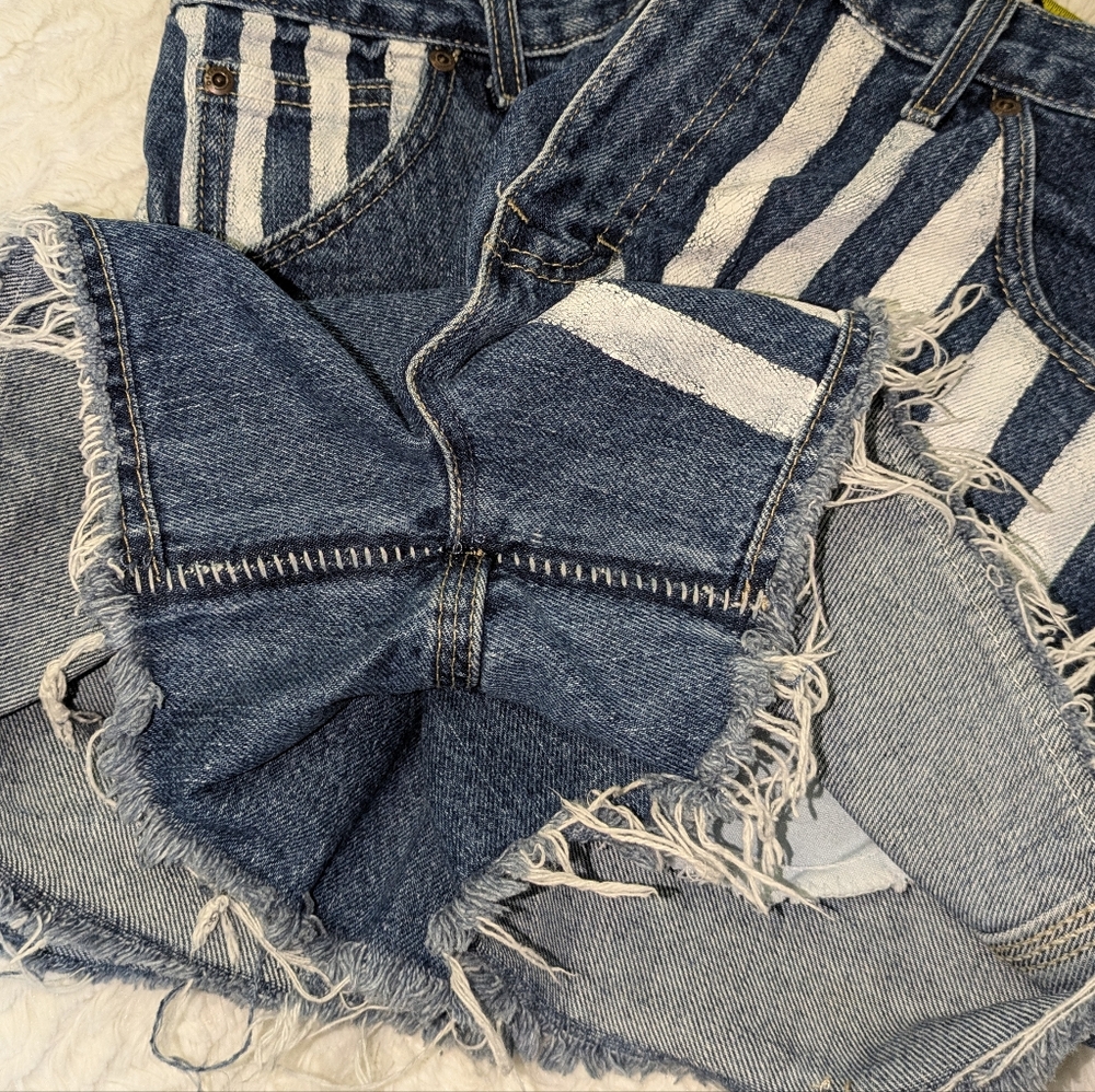 ❤ Beautiful and unique Dickies Jean shorts with white stripes 30x32 - Picture 7 of 7